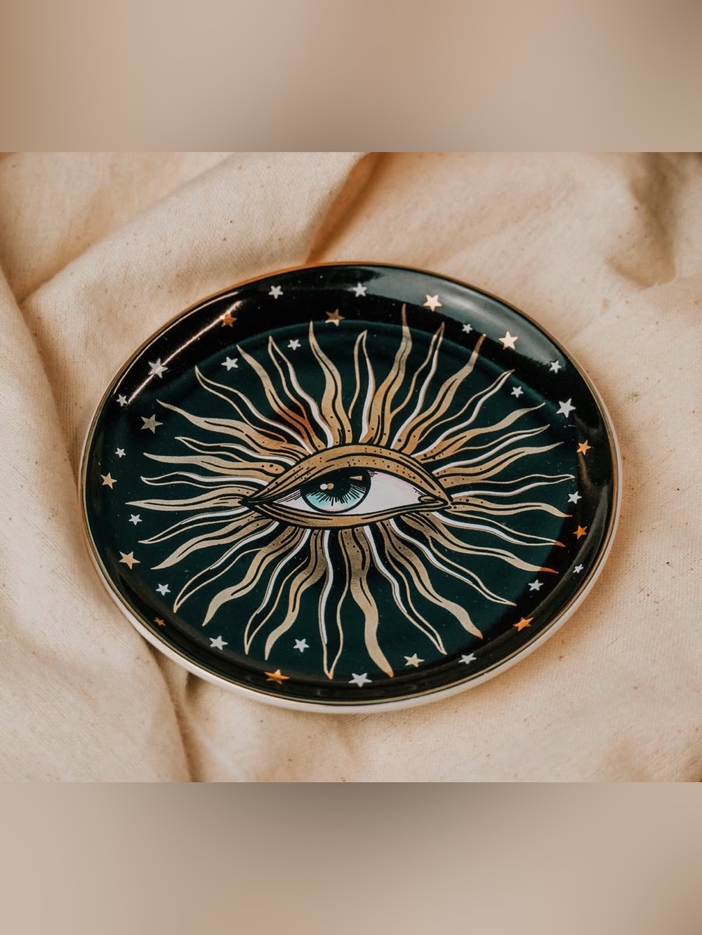POP ART ROUND EVIL EYE CERAMIC TRINKET DISH